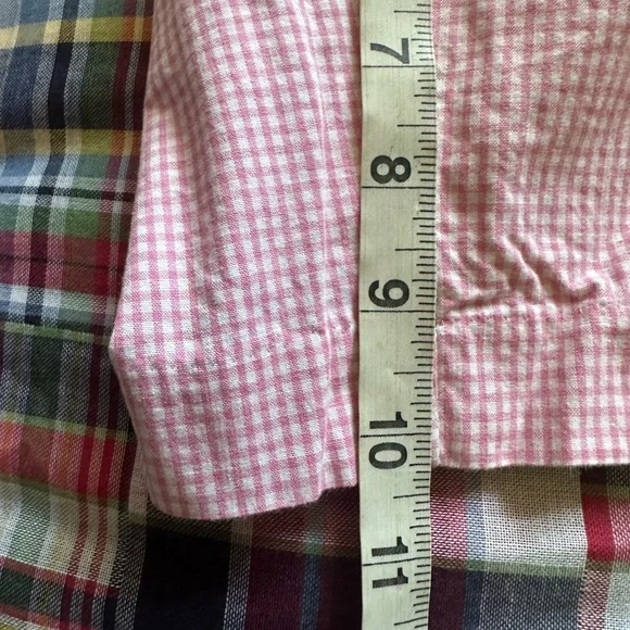 IZOD Men’s All Cotton Pink & White Gingham Flat Front 10” Shorts - Size 38 - Picture 9 of 11
